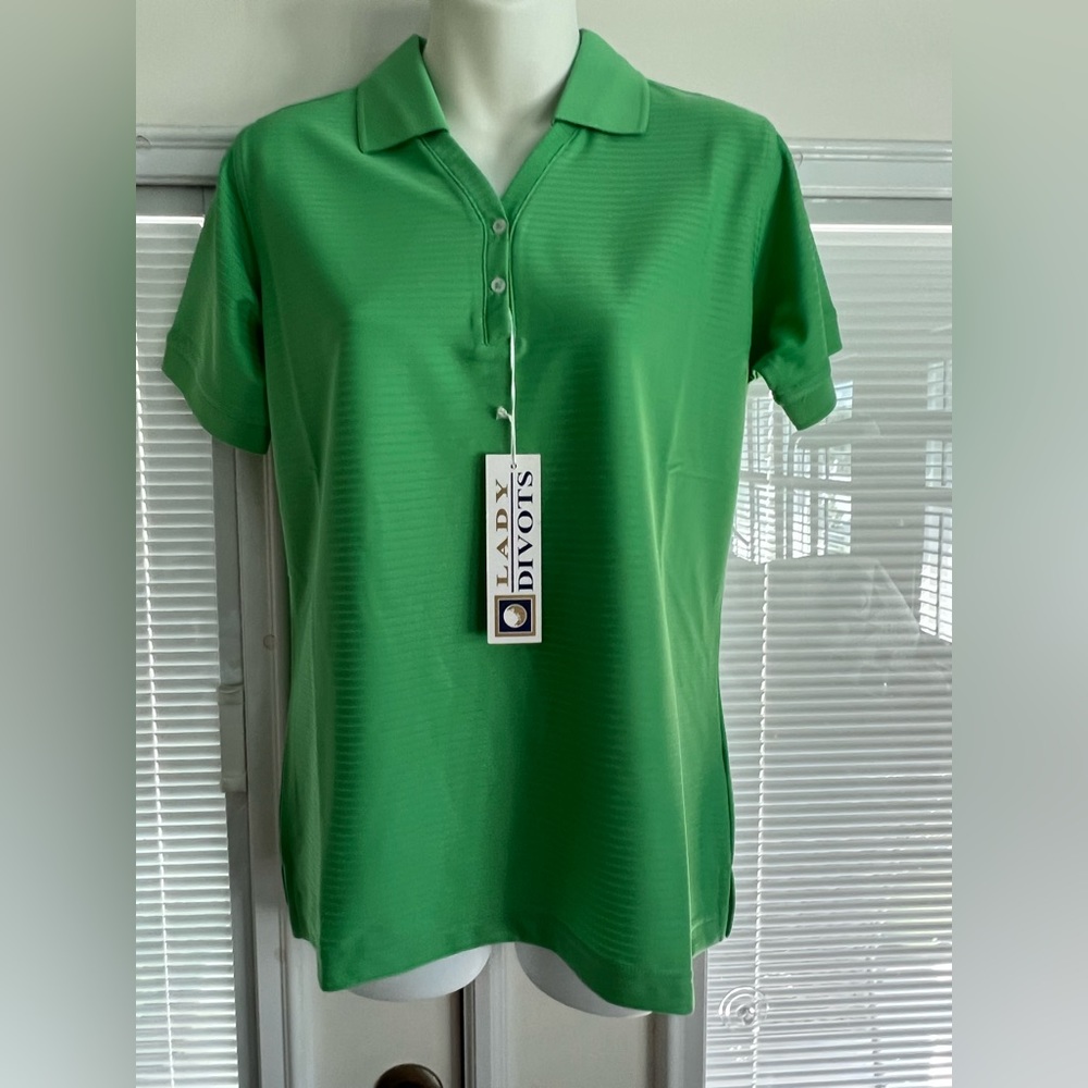 NWT Ladies Divots Two-Button Banded Sleeve Women's Polo